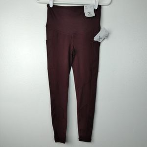 Xersion Ankle Legging XS 7/8 High Rise Fitted Port Wine Anti-Odor Activewear NWT